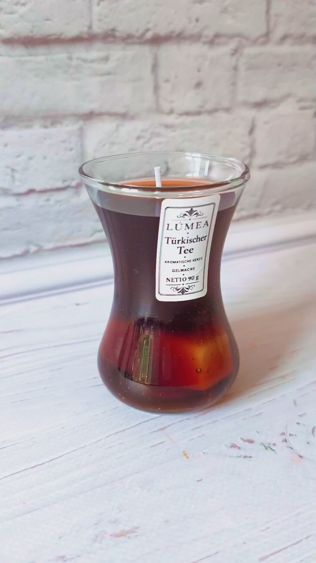 Duftkerze „Türkischer Tee“ im Teeglas – 90 g | LÚMEA