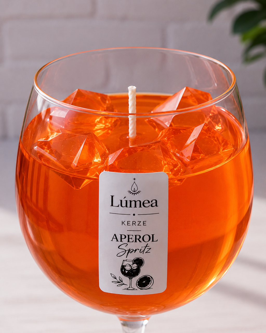 Aperol Spritz Duftkerze im Weinglas – Handgemachte Gelkerze