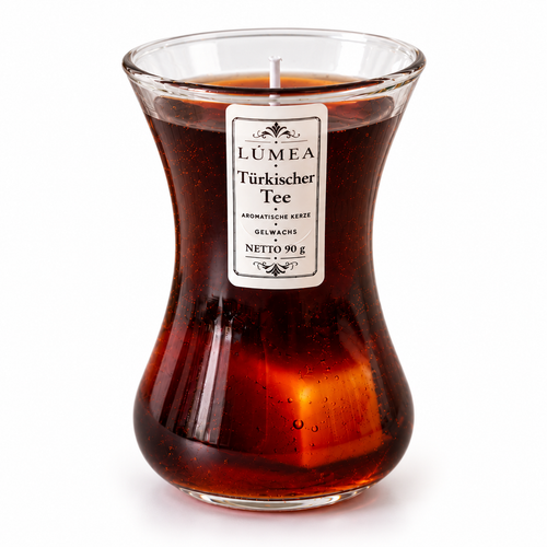 Duftkerze „Türkischer Tee“ im Teeglas – 90 g | LÚMEA