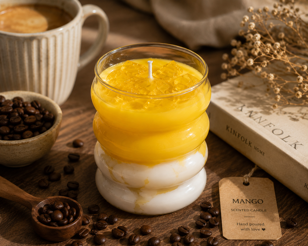Mango & Kokos Duftkerze – Handgemacht von LÚMEA