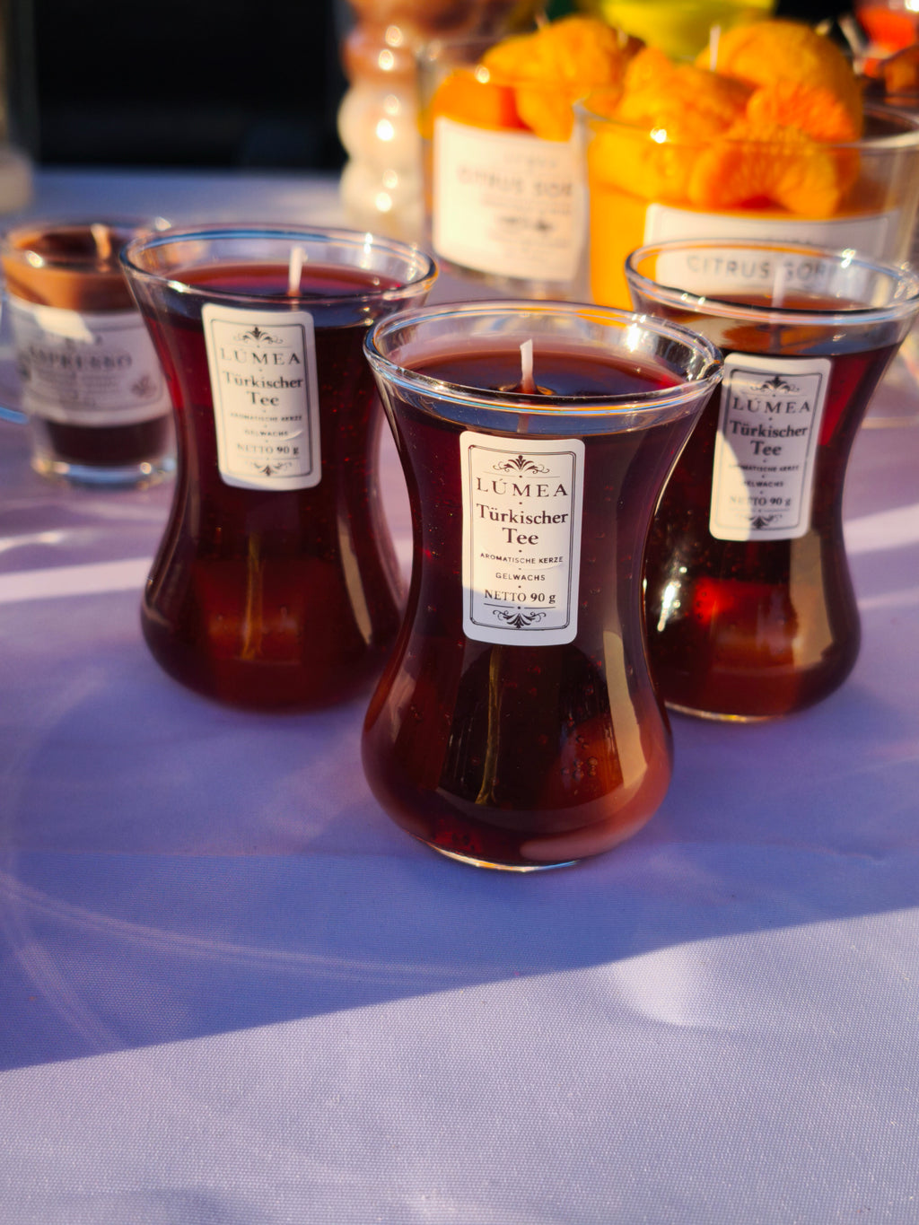 Duftkerze „Türkischer Tee“ im Teeglas – 90 g | LÚMEA