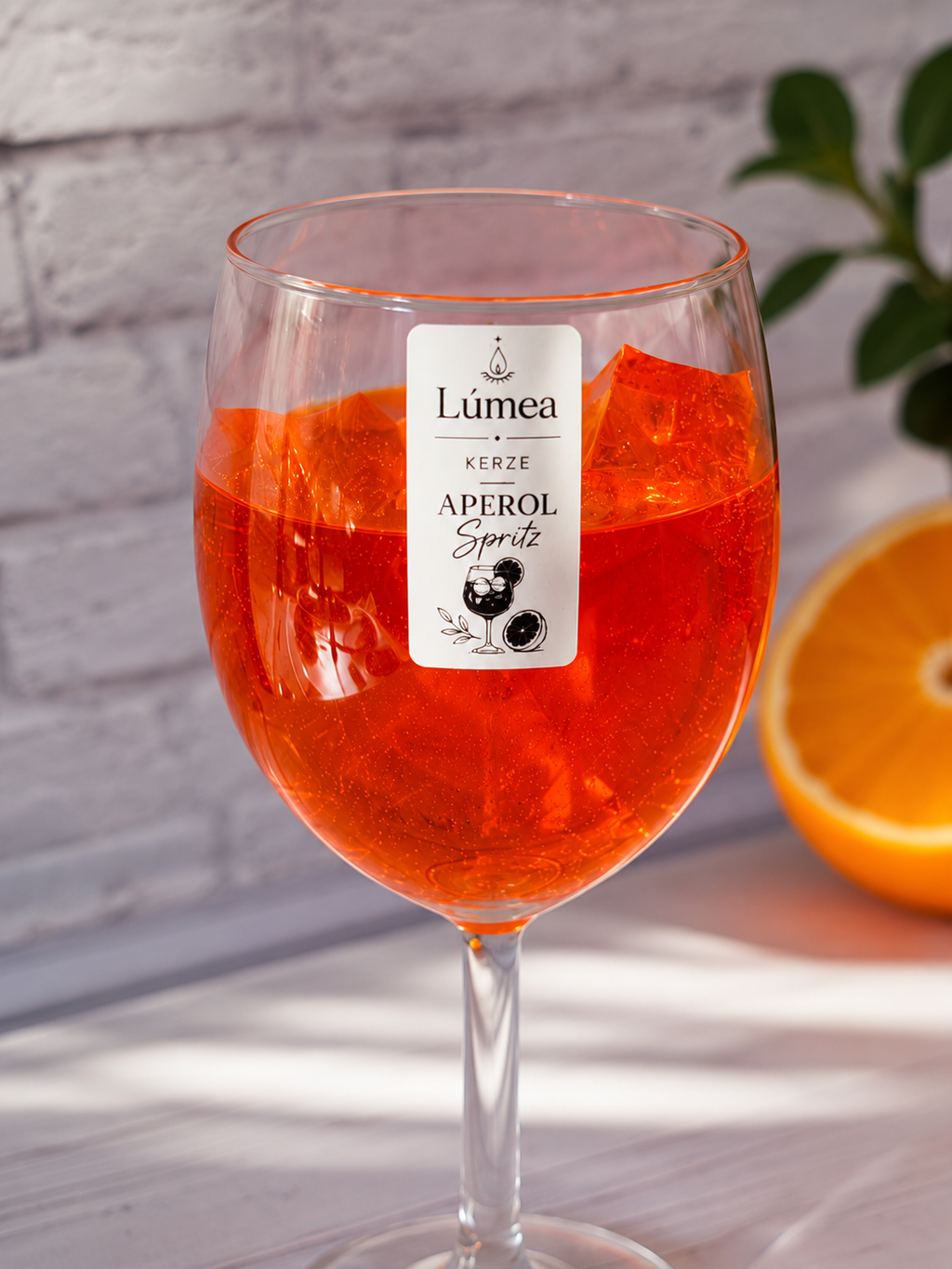 Aperol Spritz Duftkerze im Weinglas – Handgemachte Gelkerze