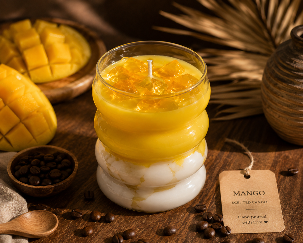Mango & Kokos Duftkerze – Handgemacht von LÚMEA