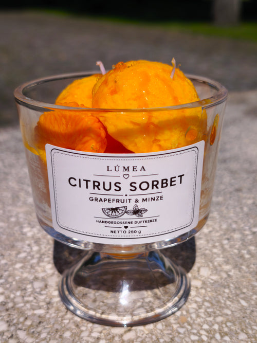 LÚMEA Citrus Sorbet Duftkerze – Grapefruit & Minze | 100 % Sojawachs | Handgegossen | 250 g