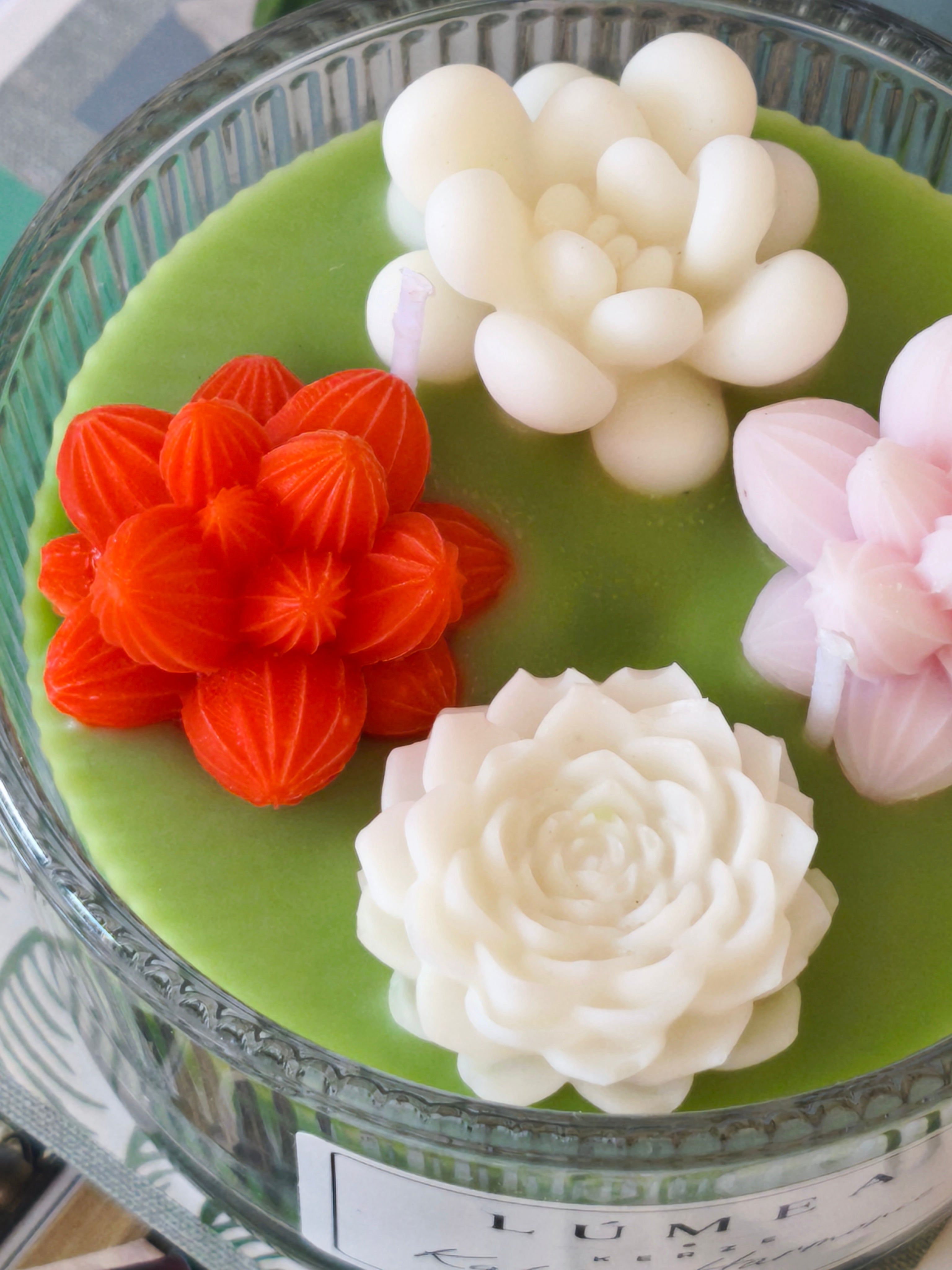 LÚMEA “Kaktus Harmonie” Kerze – Handgemachte Dekokerze mit Kakteen & Blumen