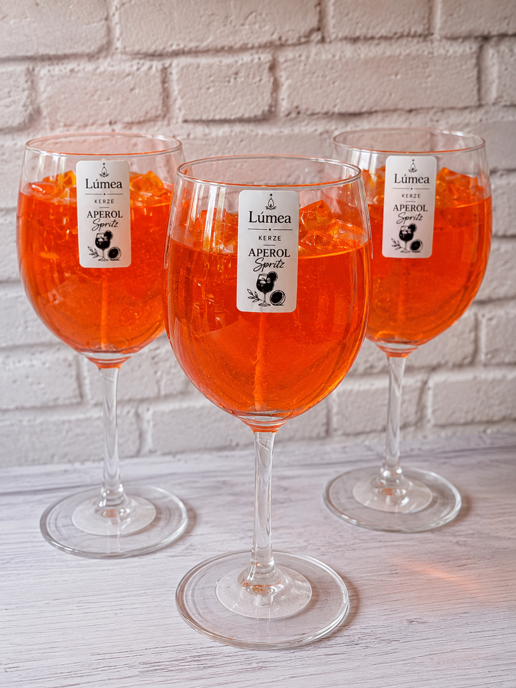 Aperol Spritz Duftkerze im Weinglas – Handgemachte Gelkerze