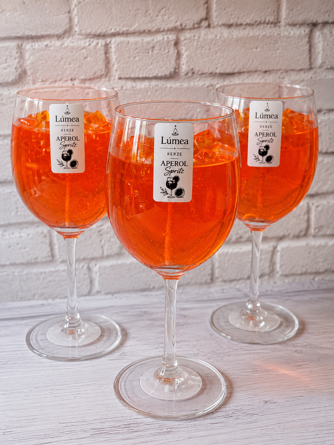 Aperol Spritz Duftkerze im Weinglas – Handgemachte Gelkerze